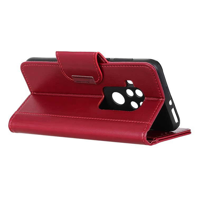 Portefeuille En Cuir PU Avec Support Mobile Et Sangle Magnétique Double Face Pour Motorola One Pro - Rouge-11
