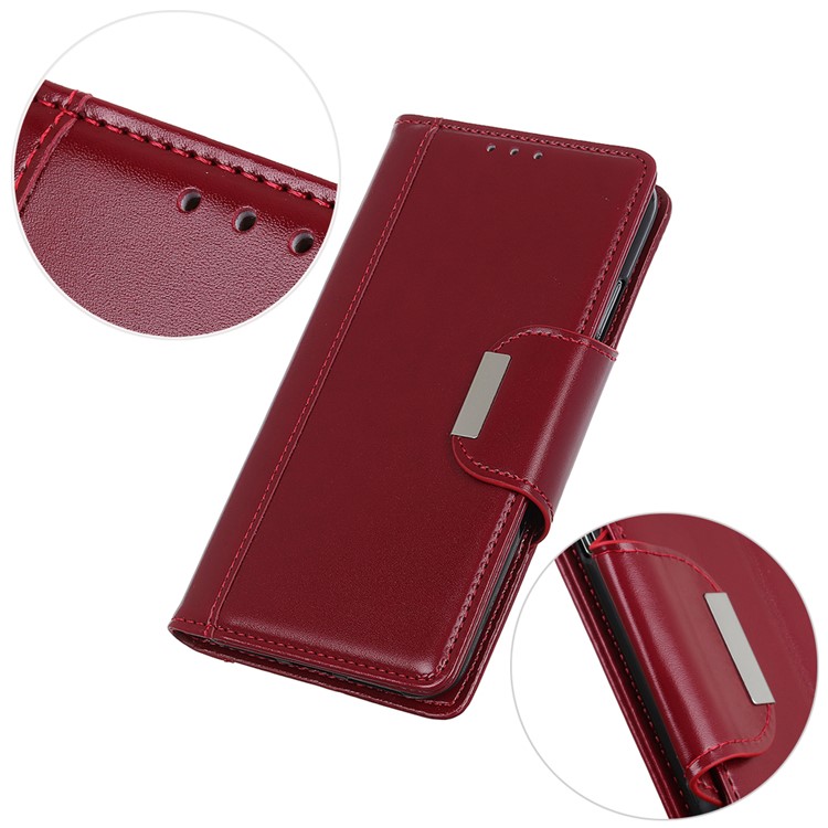 Portefeuille En Cuir PU Avec Support Mobile Et Sangle Magnétique Double Face Pour Motorola One Pro - Rouge-3