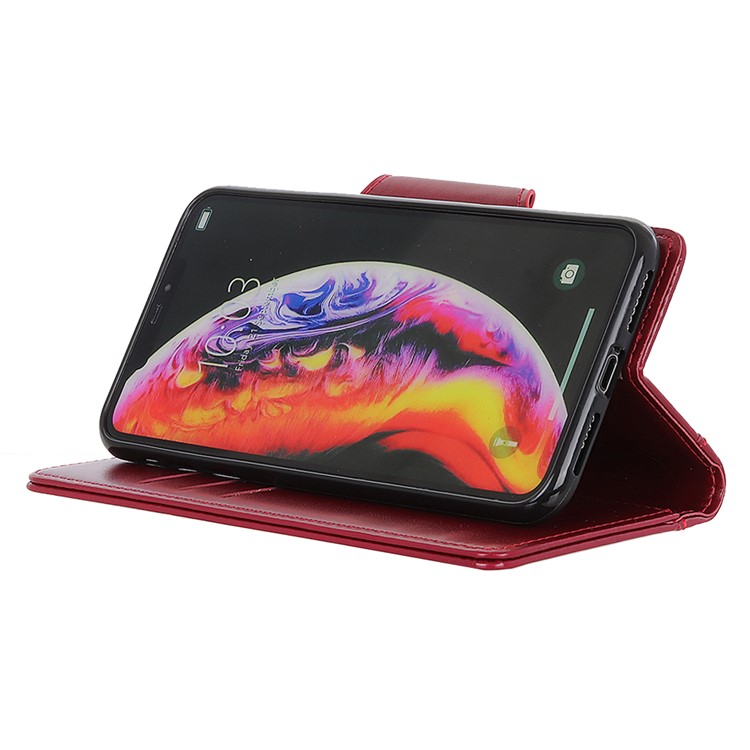 Portefeuille En Cuir PU Avec Support Mobile Et Sangle Magnétique Double Face Pour Motorola One Pro - Rouge-7