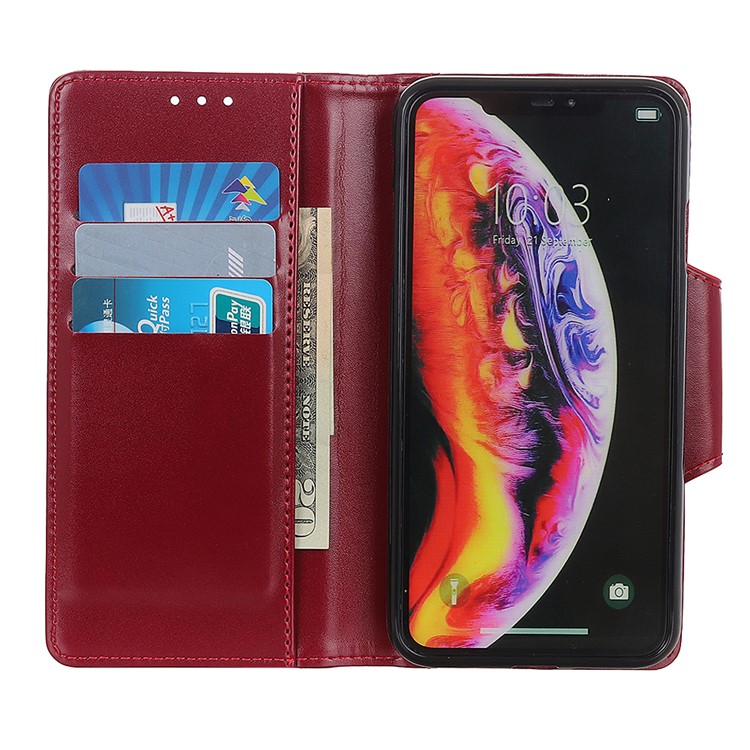 Portefeuille En Cuir PU Avec Support Mobile Et Sangle Magnétique Double Face Pour Motorola One Pro - Rouge-8