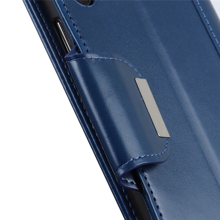 PU Leather Mobile Cover Wallet Stand Double-sided Magnetic Strap for Motorola One Zoom - Blue-6