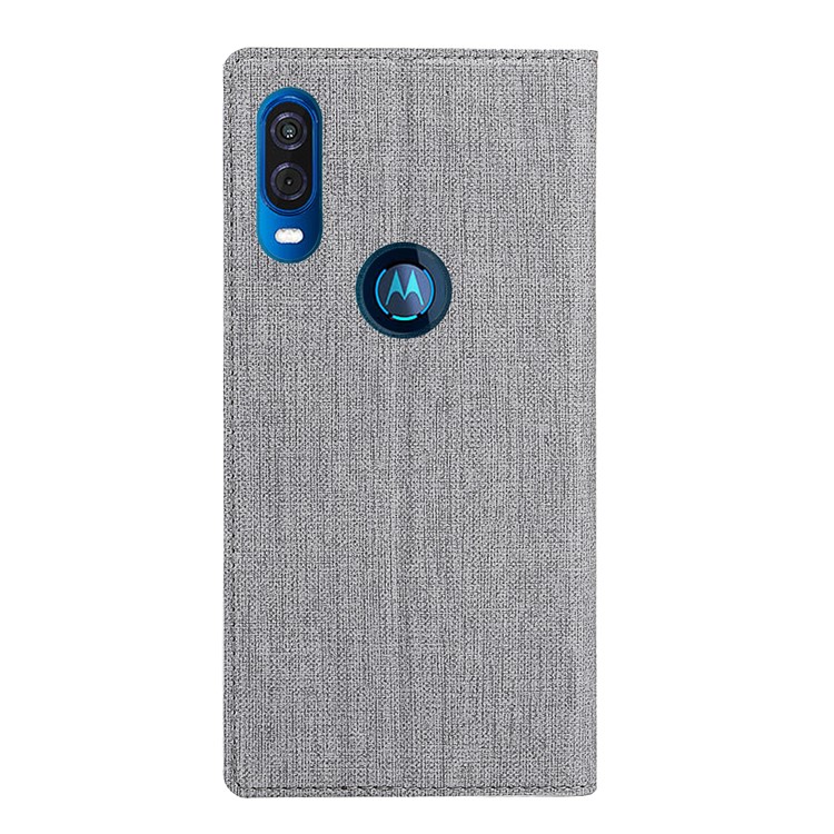 VILI DMX Cross Texture Ledertasche Mit Kartenfach Für Motorola One Vision / P40 - Grau-3