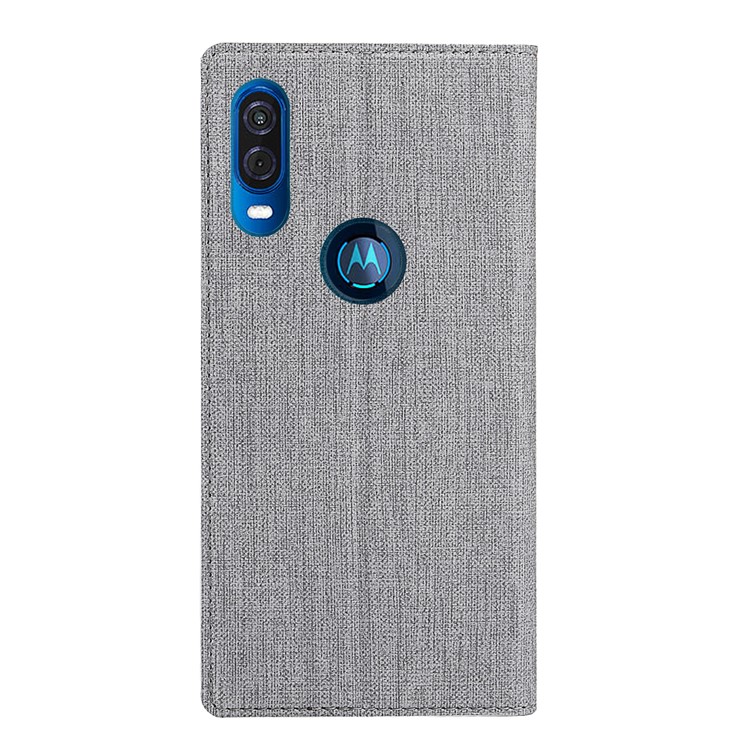 Case de Cuero de Textura Cruzada Vili DMX Con Ranura Para Tarjetas Para Motorola One Vision / P50 - Gris