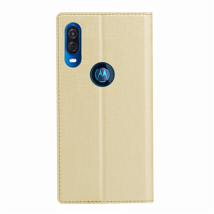VILI DMX Cruz Textura Couro Stand Case Com Slot Para Cartão Para Motorola Uma Visão / P40 - Ouro-3