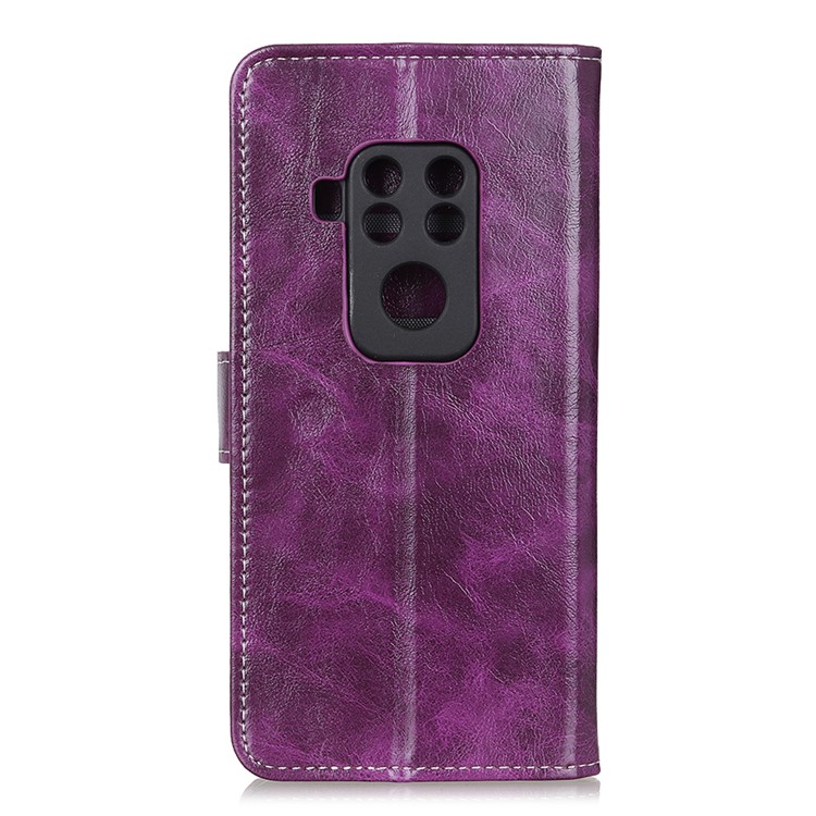 Crazy Horse Leather Wallet Stand Case for Motorola One Zoom - Purple-2