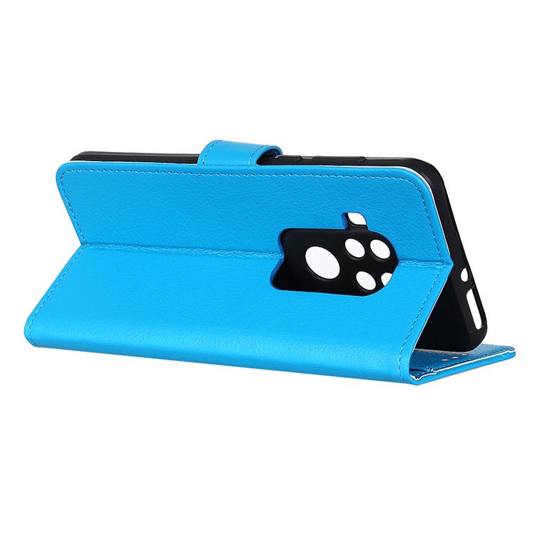 Litchi Texture Wallet Leather Stand Phone Case for Motorola One Zoom - Blue-10