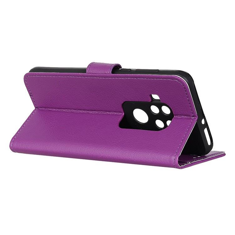 Litchi Texture Wallet Leather Stand Phone Case for Motorola One Zoom - Purple-10