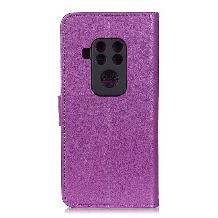 Litchi Texture Wallet Leather Stand Phone Case for Motorola One Zoom - Purple-11