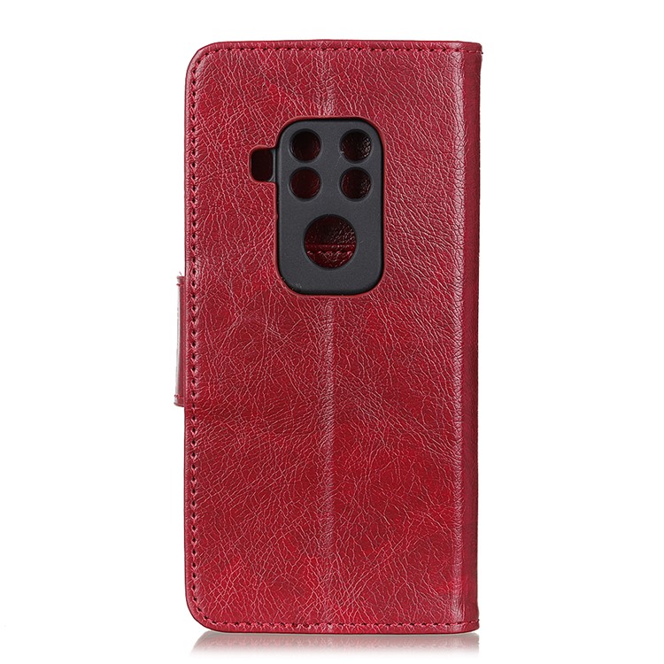 Split Leather Wallet Stand Cover Case for Motorola One Zoom - Red-11