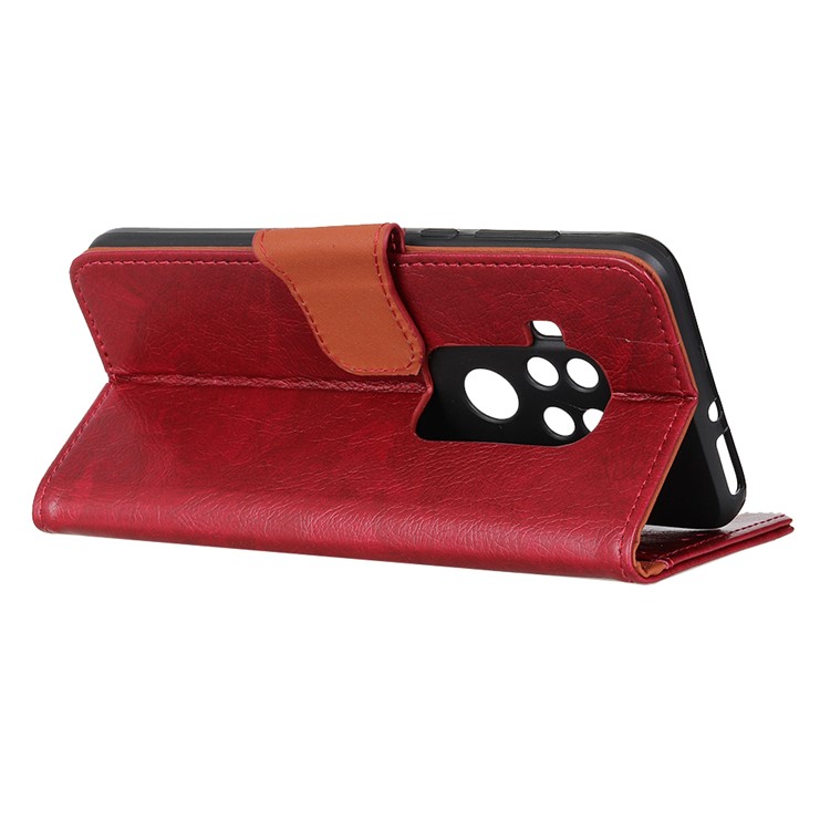 Split Leather Wallet Stand Cover Case for Motorola One Zoom - Red-8