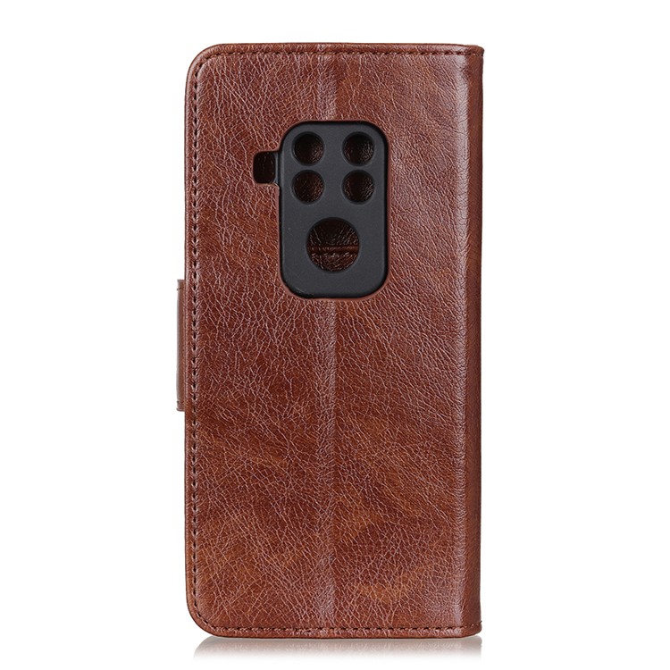Split Leather Wallet Stand Cover Case for Motorola One Zoom - Brown-11