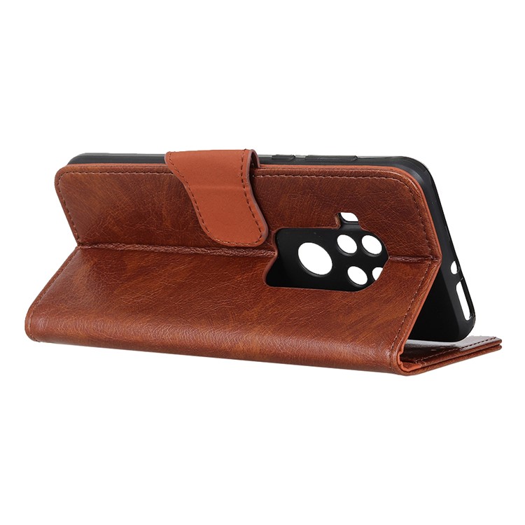 Split Leather Wallet Stand Cover Case for Motorola One Zoom - Brown-5