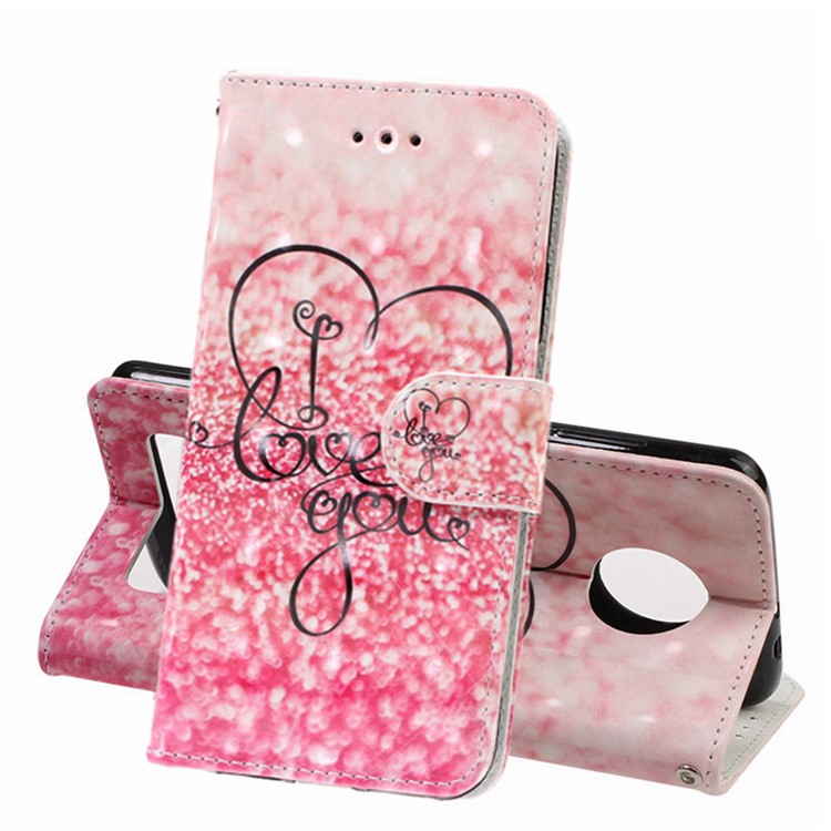 Pattern Printing Leather Wallet Stand Casing for Motorola Moto Z4 Play - Love You-1
