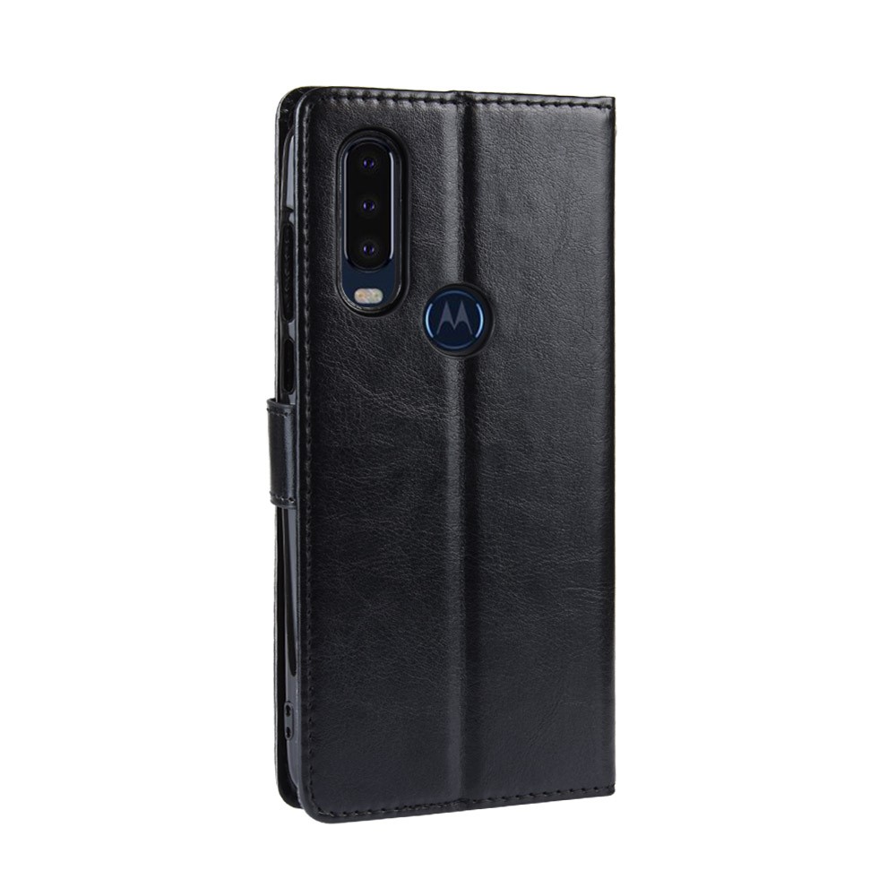 Crazy Horse Leather Stand Wallet Phone Shell for Motorola One Action - Black-4