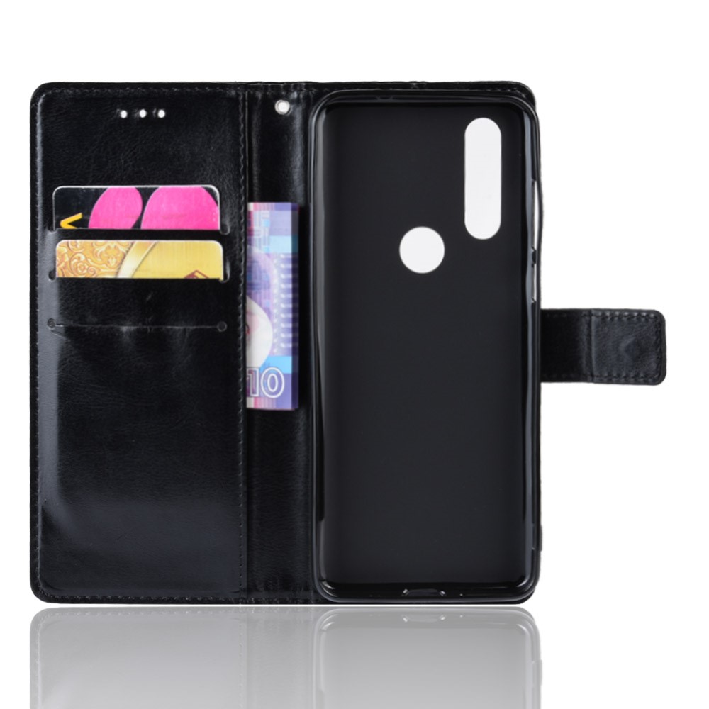 Crazy Horse Leather Stand Wallet Phone Shell for Motorola One Action - Black-5