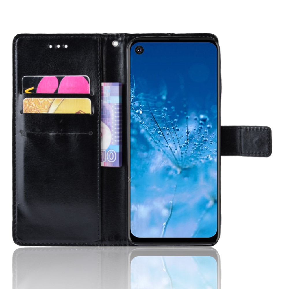 Crazy Horse Leather Stand Wallet Phone Shell for Motorola One Action - Black-6