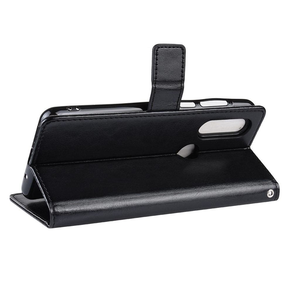 Crazy Horse Leather Stand Wallet Phone Shell for Motorola One Action - Black-7
