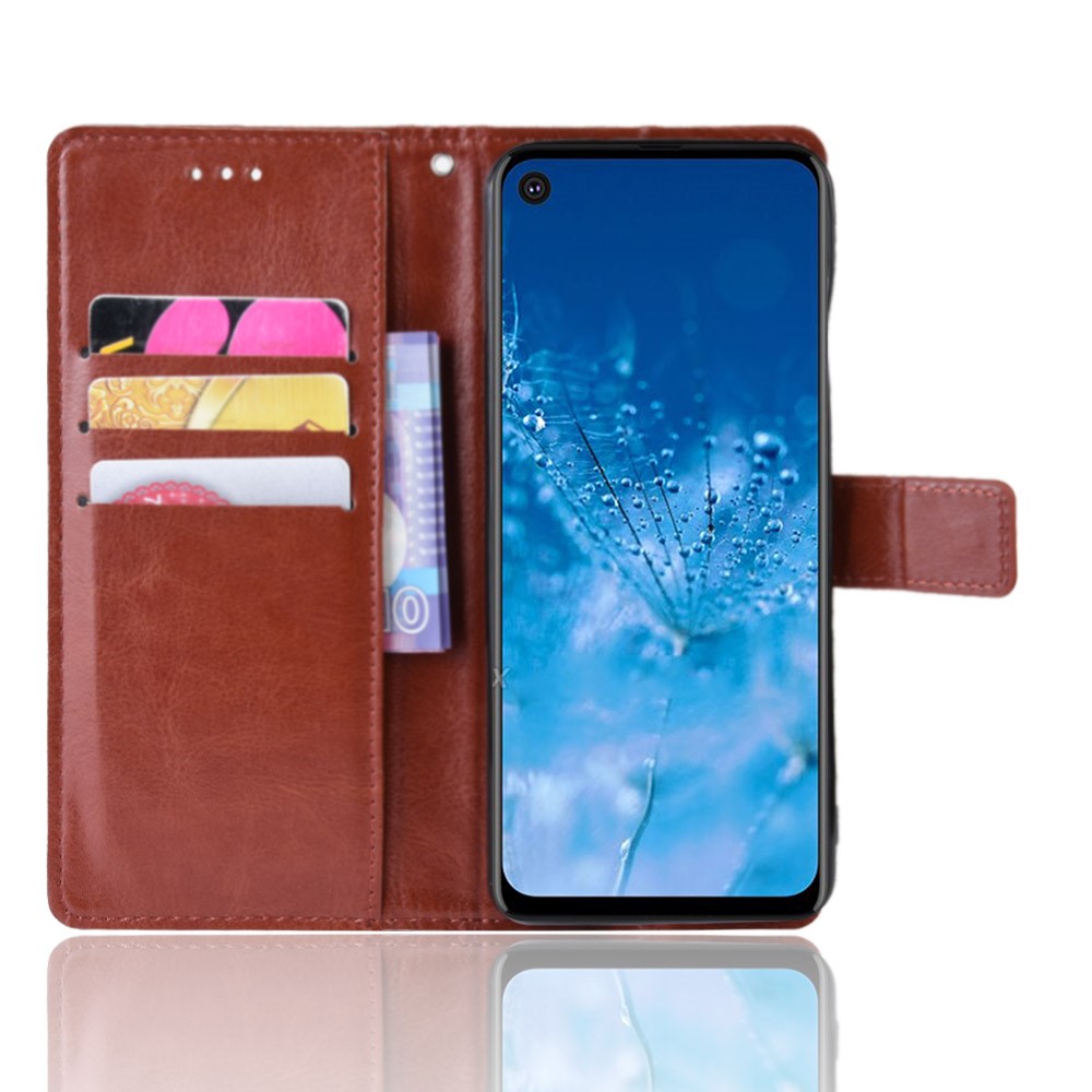 Crazy Horse Leather Stand Wallet Phone Shell for Motorola One Action - Brown-6