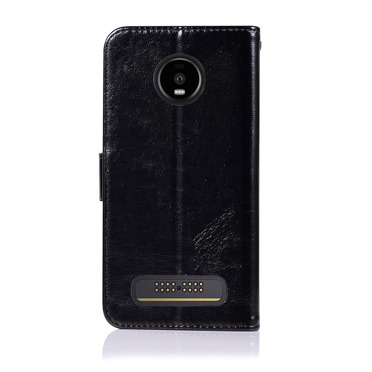 Premium Vintage Leather Shell for Motorola Moto Z4 Play - Black-3