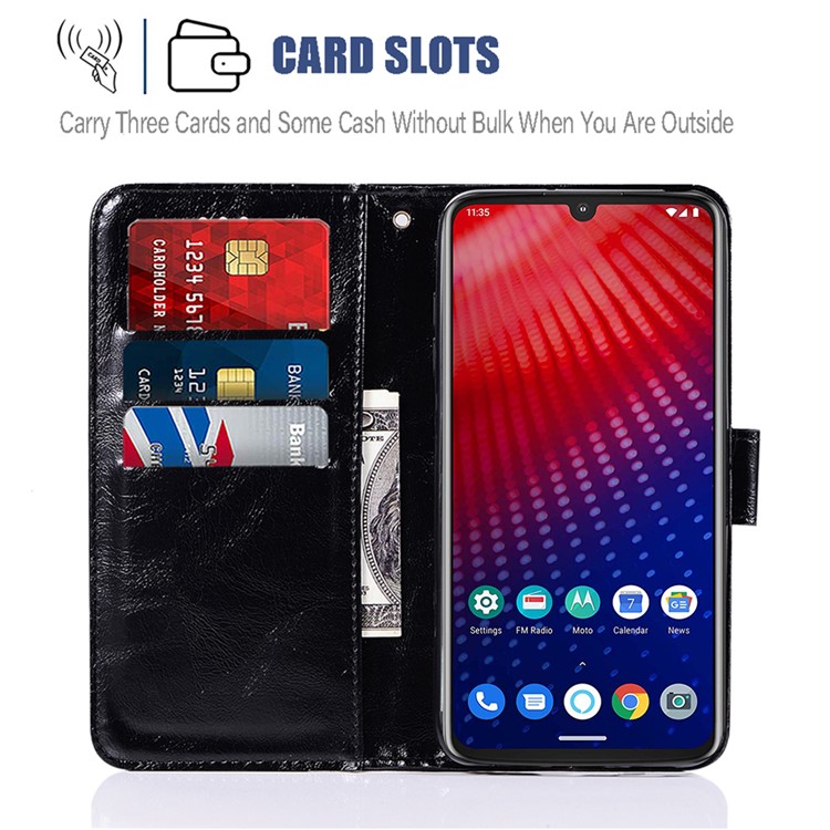 Premium Vintage Leather Shell for Motorola Moto Z4 Play - Black-5