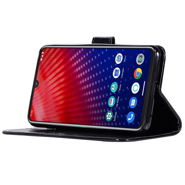 Premium Vintage Leather Shell for Motorola Moto Z4 Play - Black-8