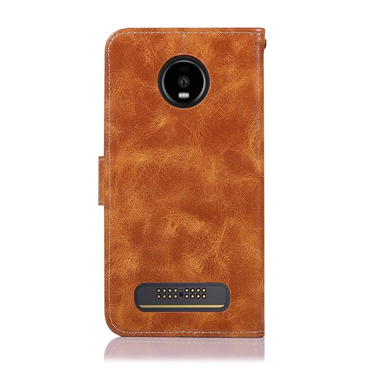 Premium Vintage Leather Shell for Motorola Moto Z4 Play - Brown-3