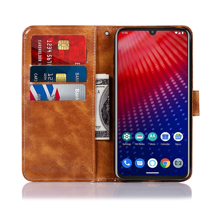 Premium Vintage Leather Shell for Motorola Moto Z4 Play - Brown-4