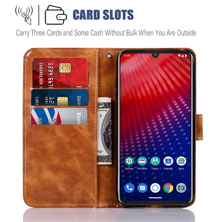 Premium Vintage Leather Shell for Motorola Moto Z4 Play - Brown-5