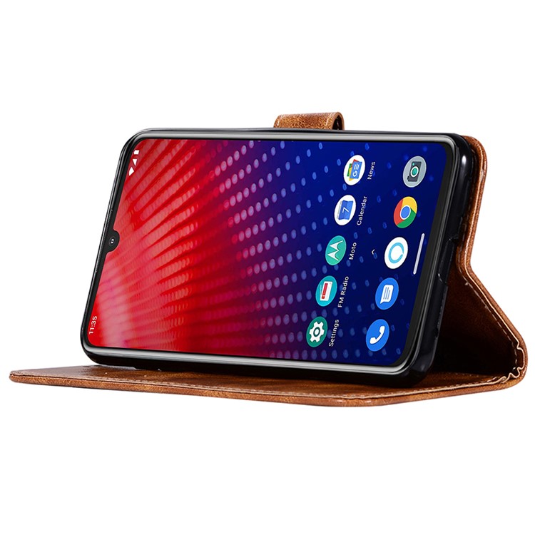 Premium Vintage Leather Shell for Motorola Moto Z4 Play - Brown-8