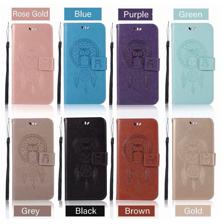 Imprint Dream Catcher Owl Leather Cover for Motorola Moto Z4 Play - Black-10