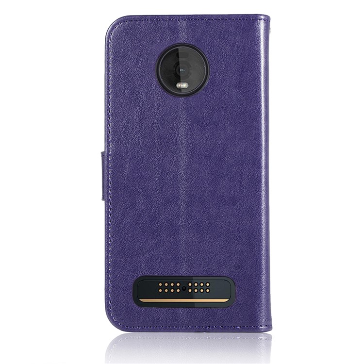 Imprint Dream Catcher Owl Leather Cover for Motorola Moto Z4 Play - Purple-3