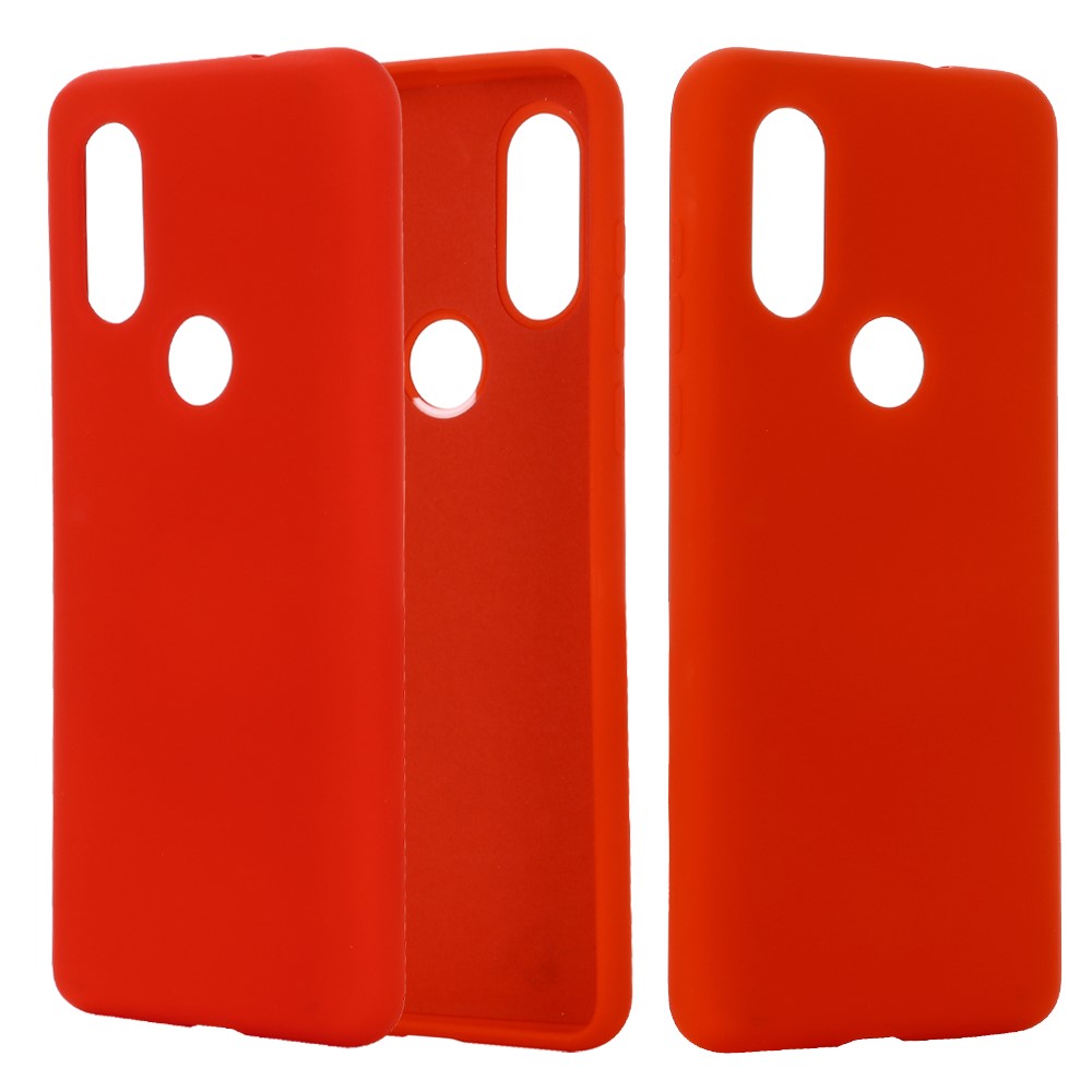 Soft Liquid Silicone Phone Casing for Motorola One Vision/P50- Red-1