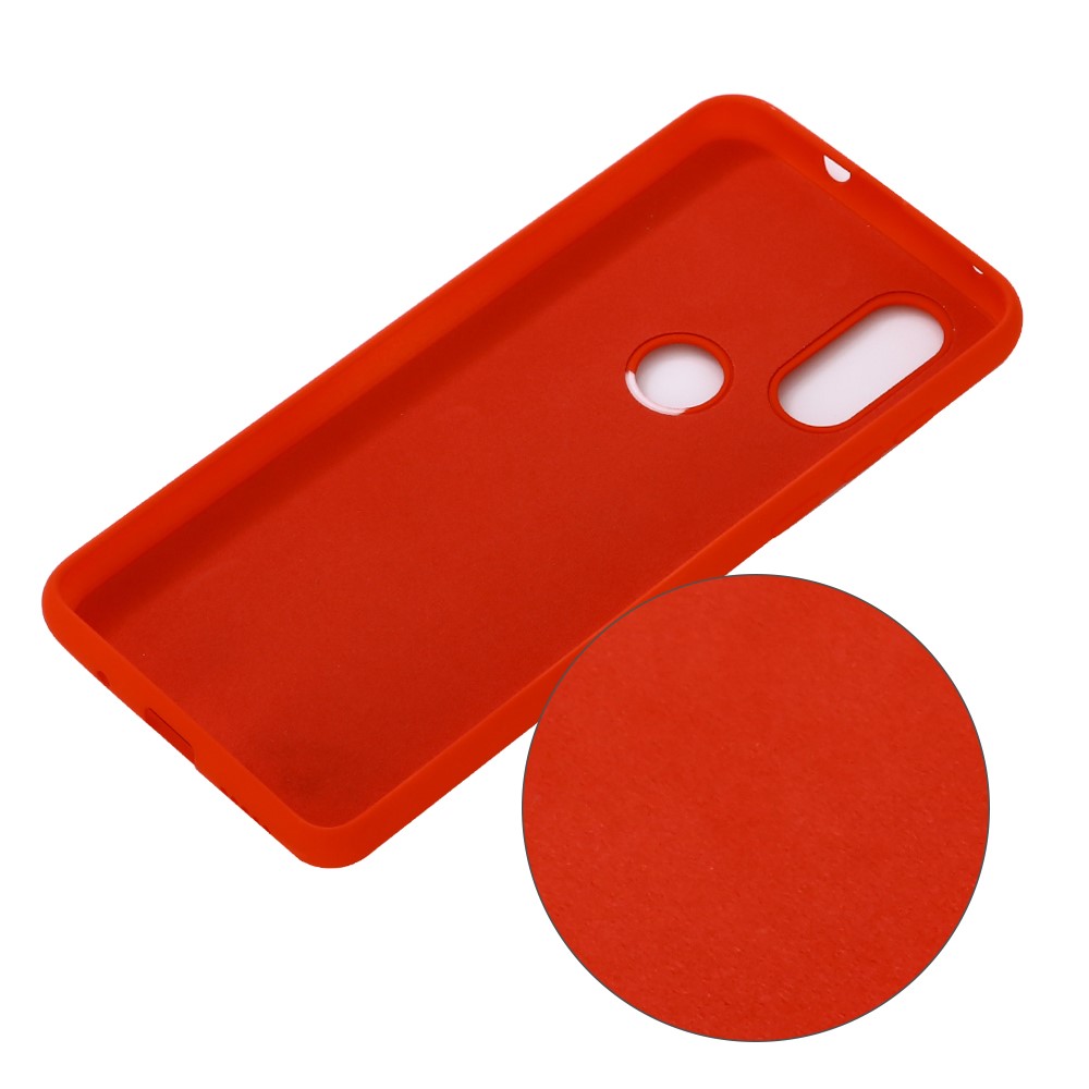 Soft Liquid Silicone Phone Casing for Motorola One Vision/P50- Red-2