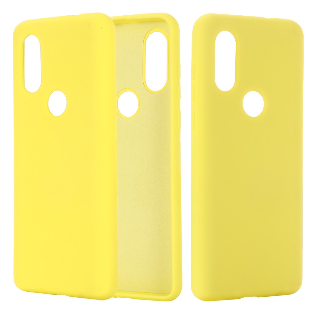 Soft Liquid Silicone Phone Casing for Motorola One Vision/P50- Yellow-1