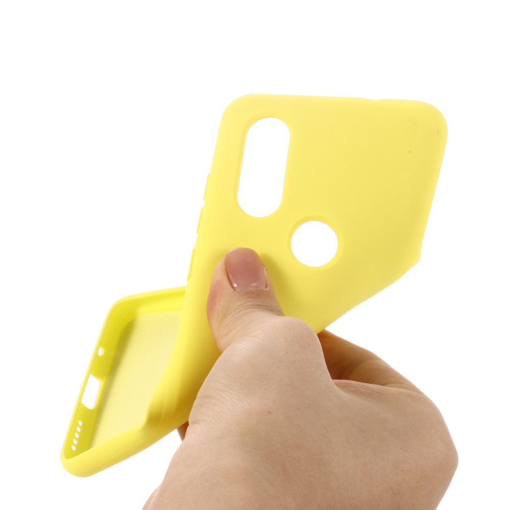 Soft Liquid Silicone Phone Casing for Motorola One Vision/P50- Yellow-3