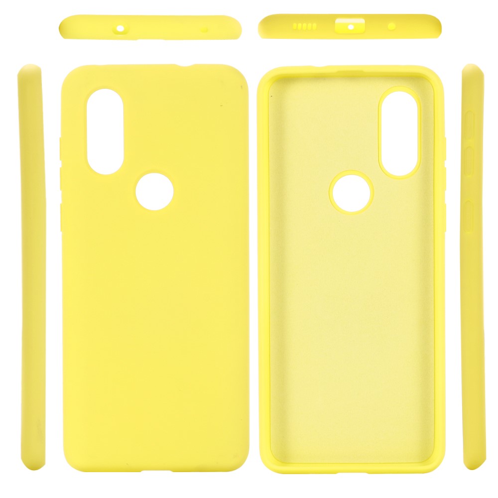 Soft Liquid Silicone Phone Casing for Motorola One Vision/P50- Yellow-4