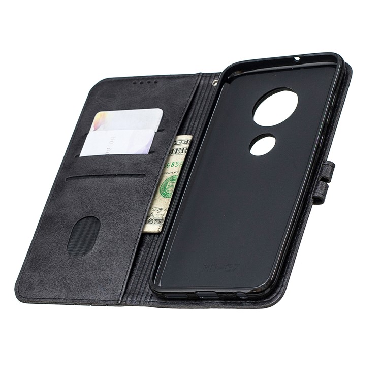 Wallet Leather Stand Shell Case for Motorola Moto G7 / Moto G7 Plus - Black-8