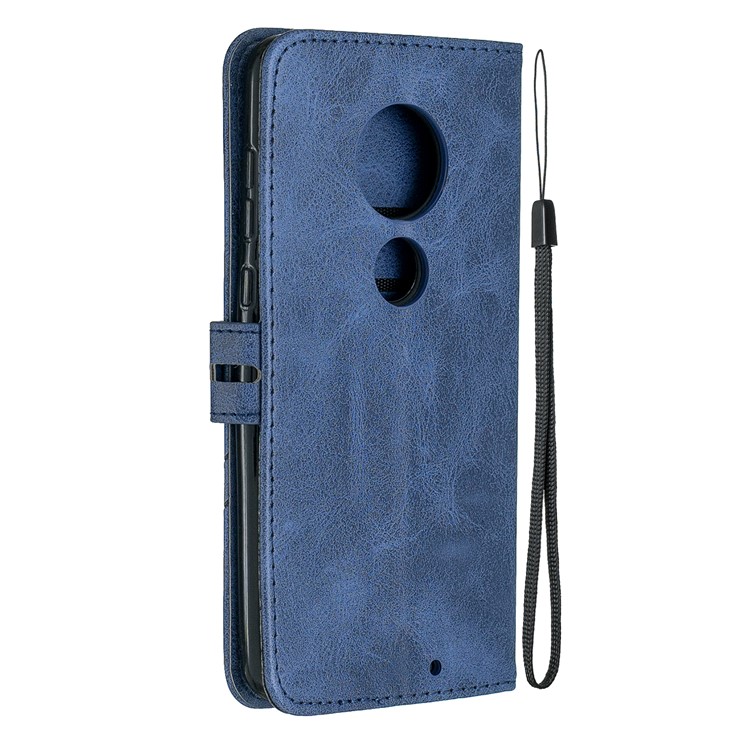 Wallet Leather Stand Shell Case for Motorola Moto G7 / Moto G7 Plus - Blue-3