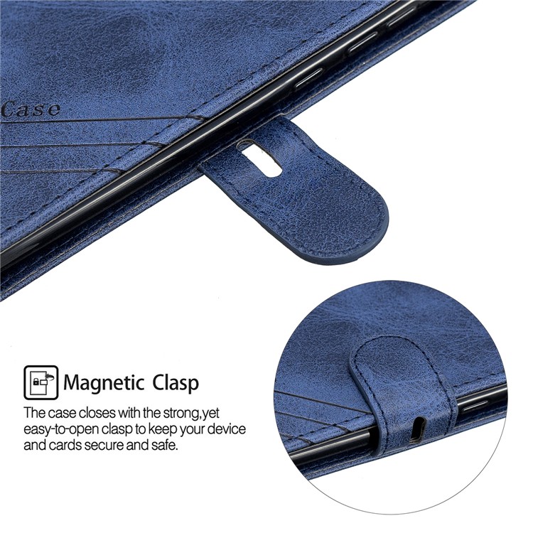 Wallet Leather Stand Shell Case for Motorola Moto G7 / Moto G7 Plus - Blue-7