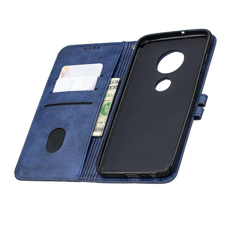 Wallet Leather Stand Shell Case for Motorola Moto G7 / Moto G7 Plus - Blue-8