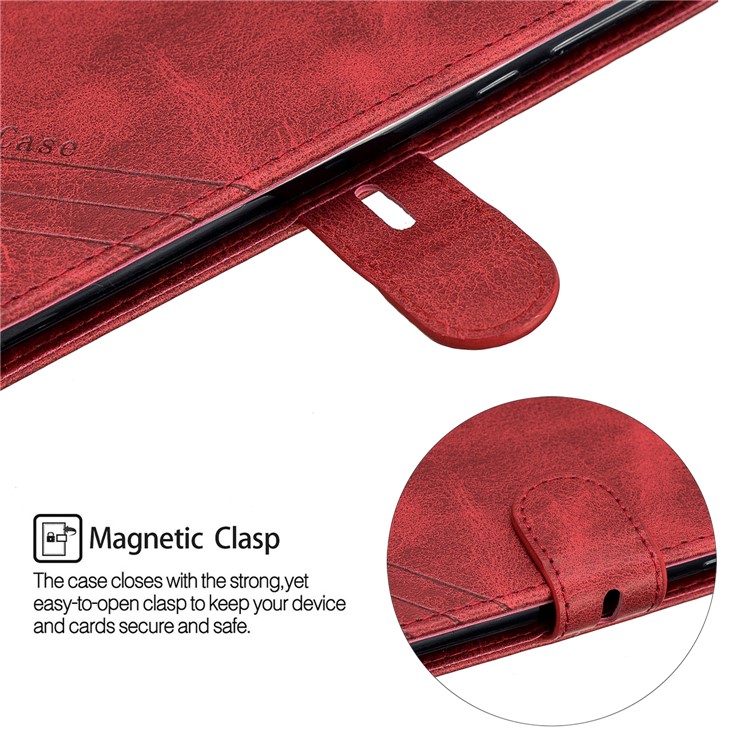 Wallet Leather Phone Shell with Stand for Motorola Moto G7 Play - Red-7