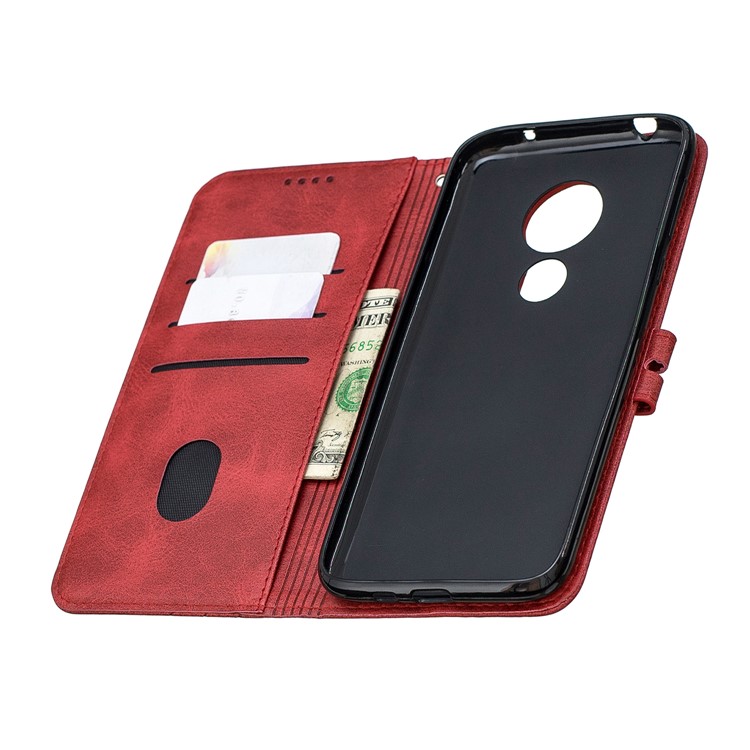 Wallet Leather Phone Shell with Stand for Motorola Moto G7 Play - Red-8