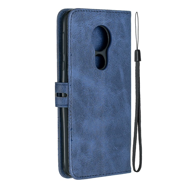 Wallet Leather Phone Shell with Stand for Motorola Moto G7 Play - Blue-3