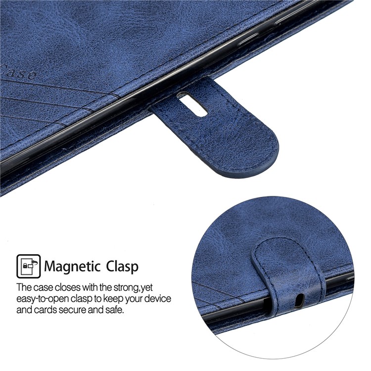 Wallet Leather Phone Shell with Stand for Motorola Moto G7 Play - Blue-7