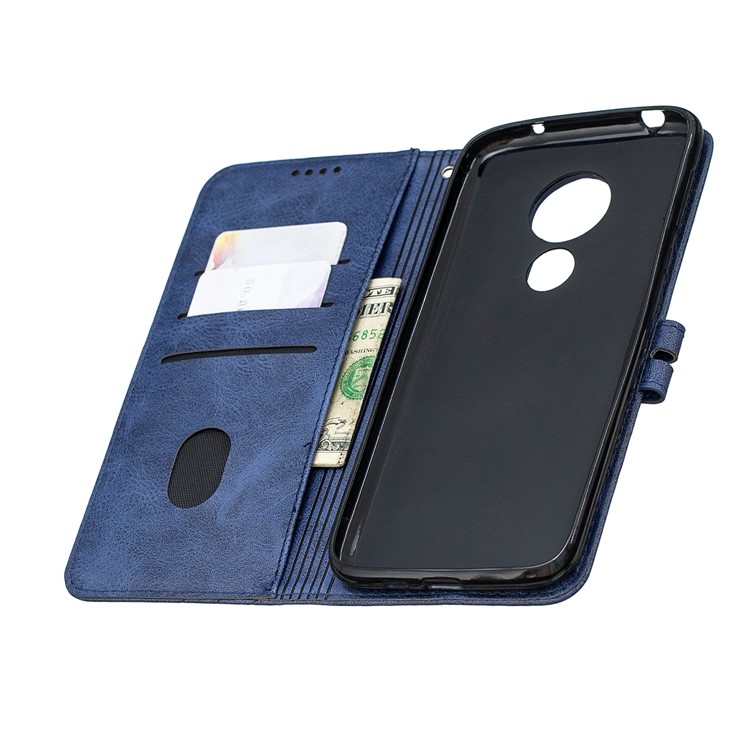 Wallet Leather Phone Shell with Stand for Motorola Moto G7 Play - Blue-8