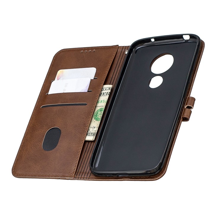 Wallet Leather Phone Shell with Stand for Motorola Moto G7 Play - Coffee-8