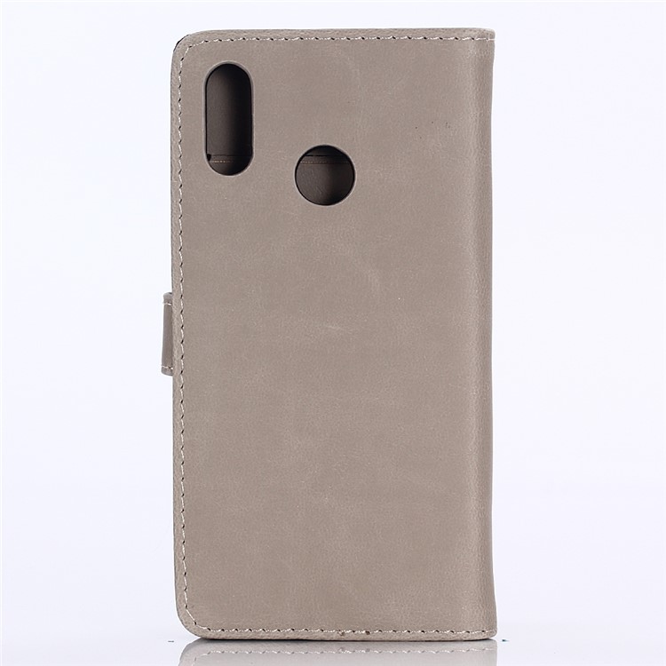 Crazy Horse Leather Wallet Stand Case for Motorola Moto P40 - Grey-2
