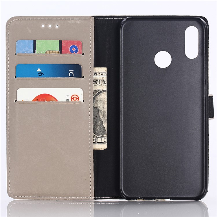 Crazy Horse Leather Wallet Stand Case for Motorola Moto P40 - Grey-3