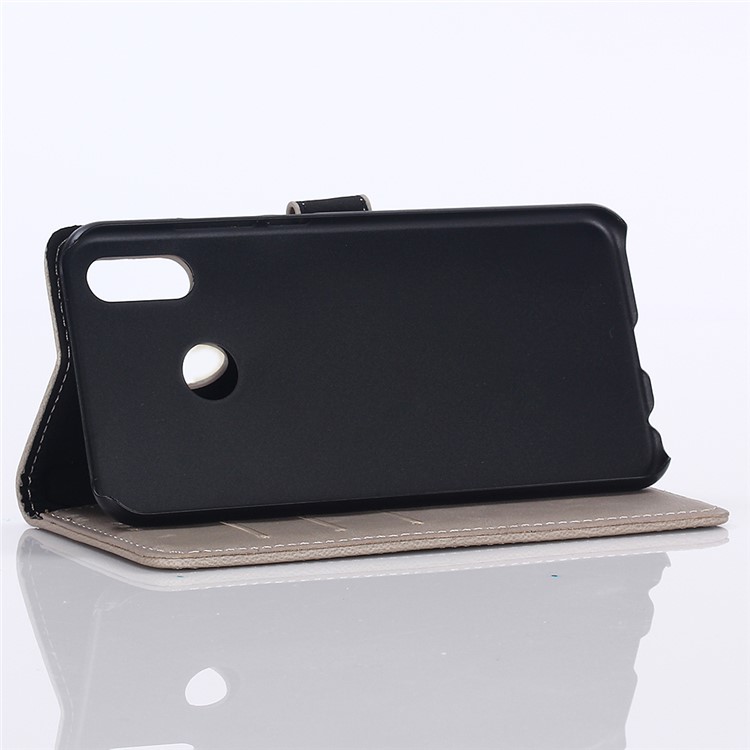 Crazy Horse Leather Wallet Stand Case for Motorola Moto P40 - Grey-5