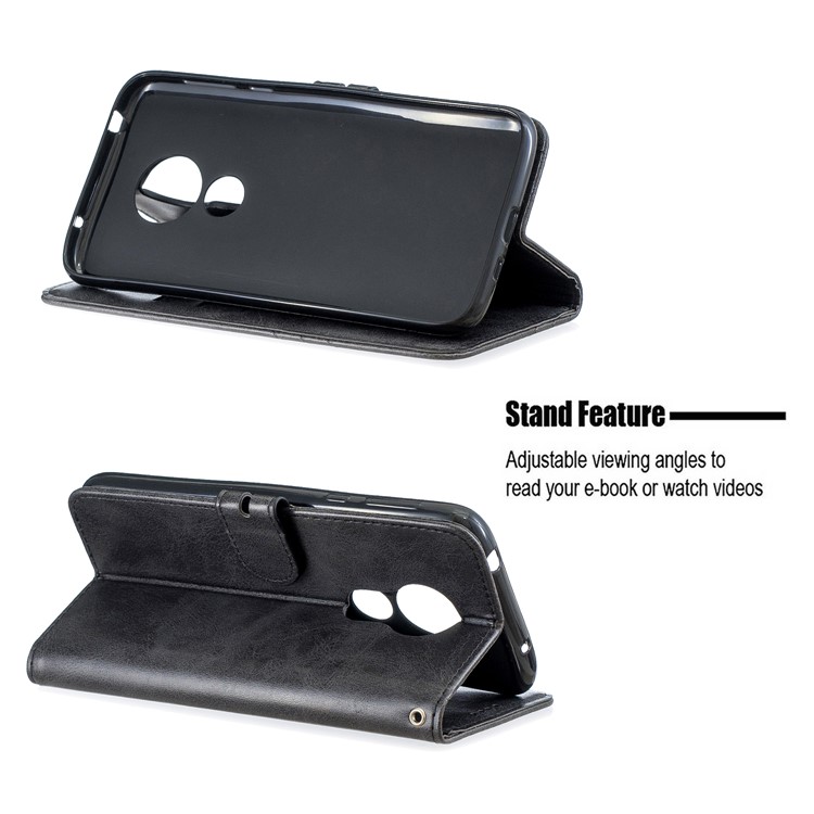 Carteira De Couro Stand Case Para Motorola Moto G7 Power - Preto-6